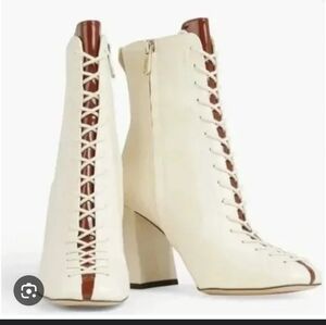 Sam Edelman Women's Ivory Lace-Up Boots